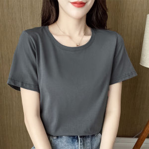 Cotton Round Collar Loose Fit Short Sleeve T Shirt