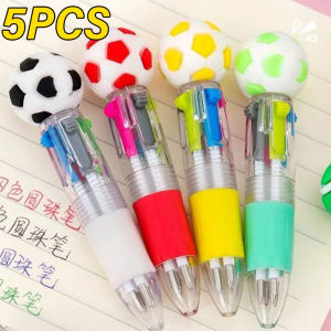 YESPERY 5Pcs Football Pens Four Color Soccer Pen Stationery Writing Supplies Party School Gift Prizes