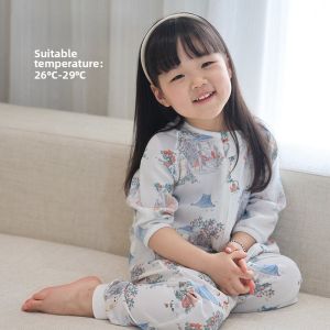 Summer Baby Sleep Bag Seven Sleeve a Class Bamboo Cotton Double Layer Gauze Child Anti-Kick Quilt Soft Romper Home Clothes