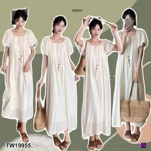 B19955 Maxi เดรสยาว แขนตุ๊กตา Maxi long dress doll sleeves..