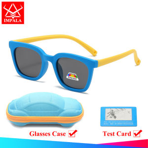 IMPALA PG1017Q Polarized Sunglasses for Kids Elastic Silicone Frame 100% Anti-UV UVA UVB UV400 Anti Glare Block Sunshine Lens with Glasses Case