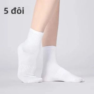 Vớ Thể Thao Cổ Ngắn Cho Bé Gái Chất Liệu Cotton Pha Mềm Mại Thoáng Khí Màu Trắng Kiểu Vớ Cổ Cao Thích Hợp Cho Khiêu Vũ Thi Đấu Tập Ballet Đúng Size.