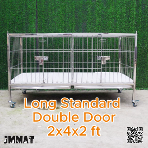 2x4x2 ft – Long Standard Double Door 304 Stainless-Steel Heavy-Duty Cage - Dog Cage/Crate - Pet Cage