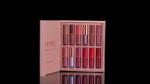 Ershiqi 12 Color Book Lip Gloss Matte Liquid ลิปสติกกล่องของขวัญ Pearlescent Non-Stick Cup Lip Glaze ลิปสติก