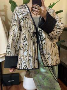 New Chinese Style Loose Fit Womens Jacket Floral Embroidery Spring Autumn Fashion Wealth And Honor Golden Bamboo Top