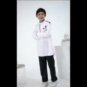 ALHANS Setelan Baju Koko Hitam Putih Anak Laki Laki 1 - 16 Tahun Lengan Panjang Motip Husain