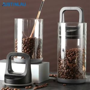 JUSTINLAU Clear Coffee Beans Sealed Jar High Borosilicate Glass Vacuum Sealed Beans Tank Home Moisture Proof Storage Container