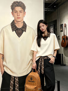 CHENMU | Áo Polo Ngắn Tay Họa Tiết Caro Phong Cách Dân Dã Cho Nam