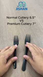 [50pcs] 7" Premium Black Plastic Spoon & Fork / Clear Disposable Cutlery / Sudu / Garpu / Kualiti Peralatan Makan 一次性汤匙叉子