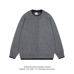 WUKONGYOUHUO | Áo Cardigan Len Phong Cách Trung Tính Đơn Giản và Đa Dụng của Nhật