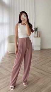 Cozie Pants - Highwaist Cullote Pants - Rib Knit Pants - Petite Friendly - Celana Anti Kusut