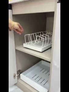 Pull out Pots and Pans Organizer Under Cabinet Sliding Pot Lid Holder Pull out Dishes Spice jar Storage Rack Kitchen Organizer