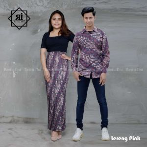 Baju Batik Couple Kemeja dan Rok Plisket Aurel Pink Couple Kemeja Kondangan Rok Plisket Set Couple Pasangan