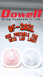 Dowell UF-202L USB Portable Desktop Fan with LED Light Mini Fan Rechargeable
