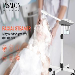TASALON 2-in-1 Professional Facial Steamer with 5X Magnifying Lamp Esthetician Steamer on Wheels with Ozone and Hot Mist Standing Face Steamer for Facial Deep Cleaning and Moisturize SPA & Beauty