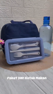 Eatkit Lunch Box Set Dengan Tempat Sambal dan Spork Kotak Bekal Anti Tumpah 3 Sekat Anak dan Dewasa