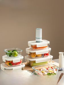 Onlycook Vacuum Sealed Glass Food Container Microwave Safe Heating Lunch Box Adult Rectangular High Borosilicate Heat Resistant Box