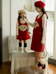 Thickened Fleece Christmas Dog Toy Vest Dress Childrens Winter Clothes Korean Style Cotton Polyester Blend mid Waist Skirt