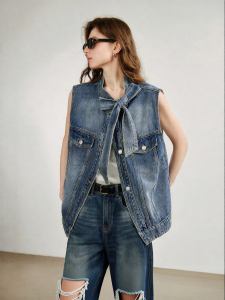 Toyouth | Retro Style Denim Pieced Sleeveless Cotton Vest