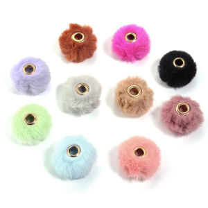 10pcs/lot Plush Fur Covered Ball Beads Cute Multicolor Pompom Spacer Beads For DIY Jewelry Making Earring Bracelet Accessories