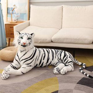 ยักษ์ชีวิตจริง Tiger Plush ของเล่นตุ๊กตาสัตว์ป่าจําลองสีขาว Tiger Jaguar ตุ๊กตาเด็กเด็กของขวัญวันเกิดตกแต่ง