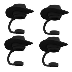 4 Pieces Straw Covers Cap Novelty Sturdy Straw Toppers Reusable Cowboy Hat Shaped for Camping Home Hiking Picnic Kitchen