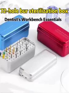 72 Holes Dental Bur Box Aluminum Alloy Multifunctional Dental Instrument