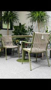 BUNISE Scarecrow ชุดเฟอร์นิเจอร์สนามสไตล์โมเดิร์นมินิมอล - เก้าอี้ไม้หวายสาน & โต๊ะสนาม เหมาะสำหรับสวน & คาเฟ่กลางแจ้ง