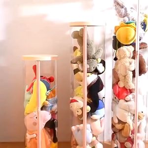 รุ่นอัพเกรด กล้องติดตั้ง กระบวนการ ถังเก็บตุ๊กตาแบบมีซิป ของ ถังเก็บตุ๊กตาแบบใส ก็บตูกตา ทรงกระบอก หมุนได้ ขนาดใหญ่