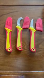 Electrician Knife Insulated Cable Stripping Snips Straight Curved Hook Fixed Blade Wire Stripper Peeling Hand Tool