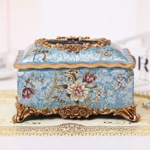American Style Resin Tissue Box Living Room Decorative Storage Box European Creative French Style Drawered Storage Box