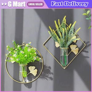 Creative Ginkgo Leaf Hydroponic Vase Pendant Iron Art Wall Green Plants Ornaments Wedding Home Room Restaurant Layout Decoration