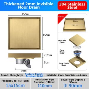Thickened 304 Stainless Steel Invisible Odor-Proof Floor Drain