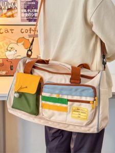 Large Capacity Womens Fitness Commuter Bag Color Block Multi-Purpose Travel Satchel Handbag Shoulder Bag Durable Canvas