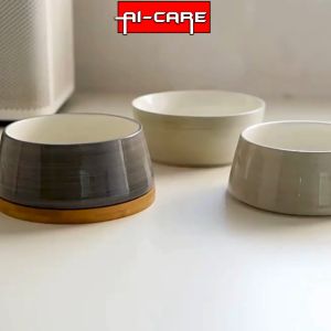 Pet Bowl Ceramic Food Bowl Feeders Wood Based Clean Hygiene Large Capacity Surface Smooth For Cat Dogs
