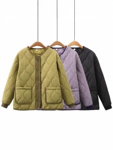 เสื้อแจ็คเก็ตผ้าฝ้ายลายสก็อตสีบล็อกสีบล็อกขนาดใหญ่สำหรับผู้หญิงไซส์ใหญ่ อบอุ่น ทรงสลิม เสื้อผ้าทำงานสไตล์เกาหลี ปกติ