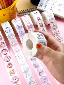 New Sanrio Kuromi Cinnamon Dog Melody Handbook Stickers 500 Sheets Large Capacity High-Value Roll Stickers