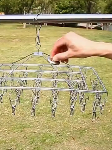 304 Stainless Steel Multi Clip Hanger for Socks Underwear Baby Clothes Laundry Drying Rack Organizer