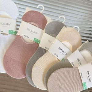 Womens Invisible Boat Socks Pure Cotton Anti-Slip No Slip Spring Summer Sweat Absorbent Light Mouth Antibacterial Casual Socks