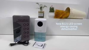 Portable Dehumidifier With 35 Ounces Capacity Silent Operation With Romantic Colorful Lights Timer Switch