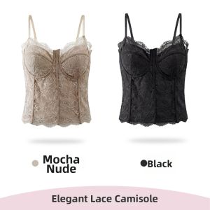SUHUIQIAN | Unique Beautiful Lace Camisole with Bra and Bones Support for Spring Summer