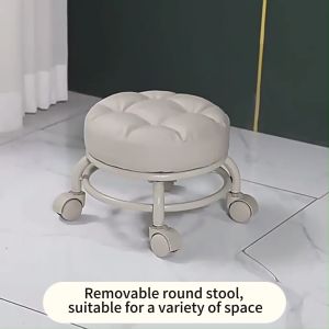 LAMOISON Mini Stool With Wheel Beauty Chair With Pulley Toddler Stool Gardening Stool Small Round Sofa Foot Moving Stool - SC008