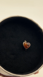 MILLENNE Multifaceted Baltic Amber Glowing Heart Silver Ring with 925 Sterling Silver (MLP-01)