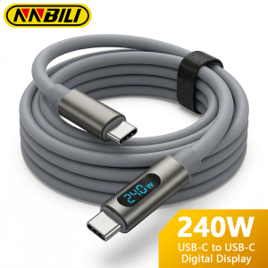 NNBILI 240W Type-C to Type-C Cable with Power Display 480Mbps Data Transfer PD Charging For Macbook Iphone 17 Samsung S26 Huawei