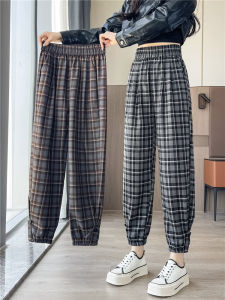 Plaid Sports Pants Womens Spring Autumn Trousers Casual Harlan Carrot Pants High Waist Long Leg Korean Style Online Exclusive
