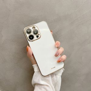 Ultra-Thin Pure Color Electroplated Soft Shell Phone Case for  16/15 pro Compatible with 14 pro 13 pro Max Silicone Anti-Fall Full Cover 12 New Model Simple High-End Protection Case for Men And Women