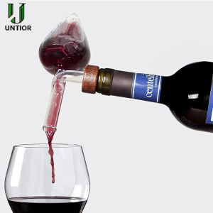 UNTIOR Red Wine Aerator Transparent Round/Peach Shaped Wine Bottle Portable Pourer & Quick Decanter Spout Glass Sobering Device