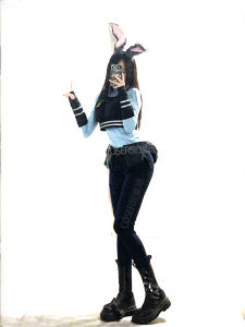 เจ้าหน้าที่กระต่ายจูดิสูทสำหรับงานวันฮาโลวีนในสวนสนุกเด็ก Disney Cosplay ชุดเจ้าหน้าที่สัตว์ป่าบ้าคลั่ง