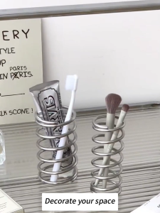 Stainless Steel Toothbrush Holder/Modern Design Metal Toothbrush/Makeup Brush Holder/Spiral Ring Toothbrush Holder