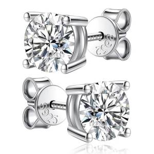 TY 2.0ct Moissanite ต่างหูผู้หญิง Lab Grown Dia Ear Studs เงินสเตอร์ลิง Sier เครื่องประดับ Fine ของขวัญ S925 เงินสเตอร์ลิงต่างหู